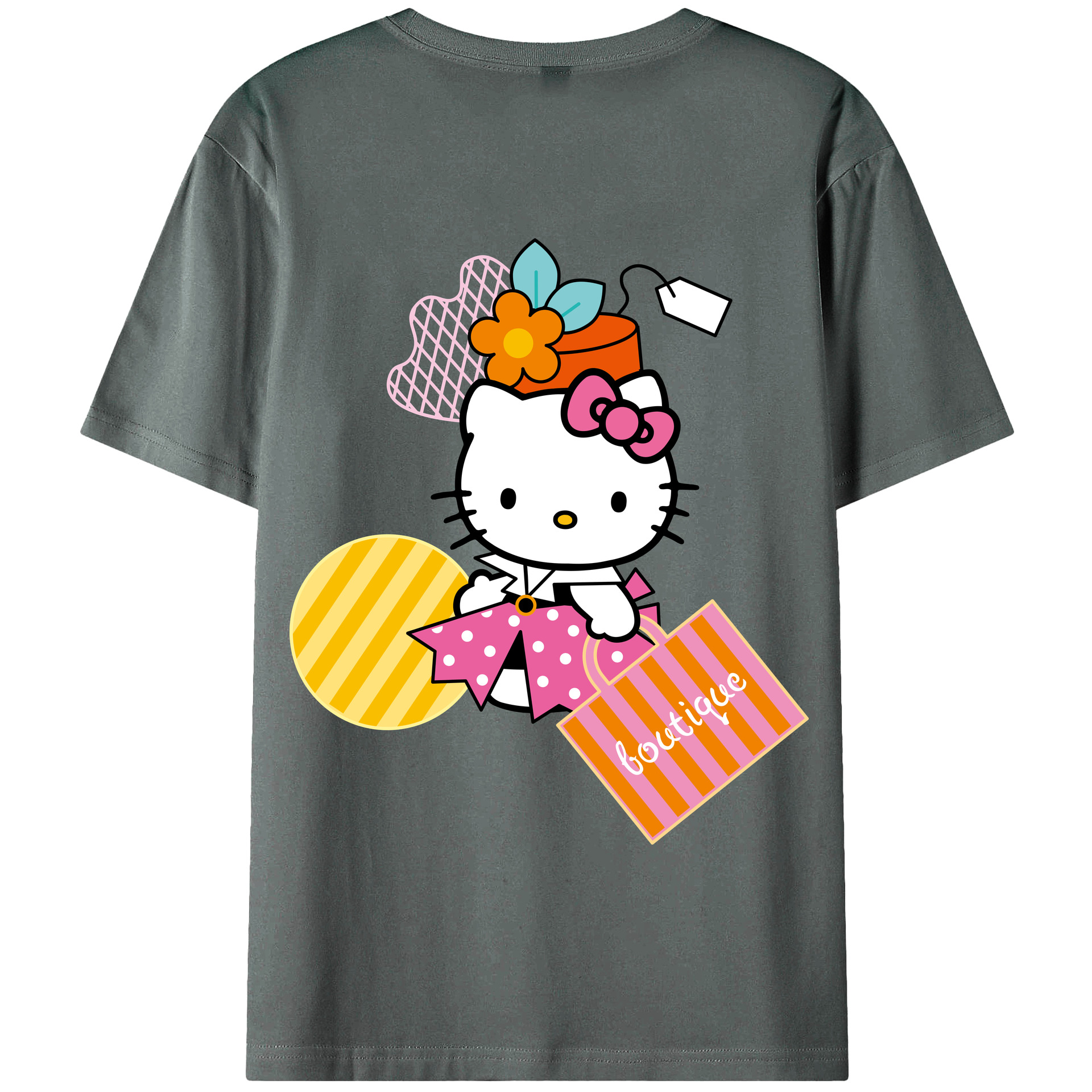 （画像用） Hello Kitty ハローキティ 綿100％半袖Tシャツ（背面プリント）